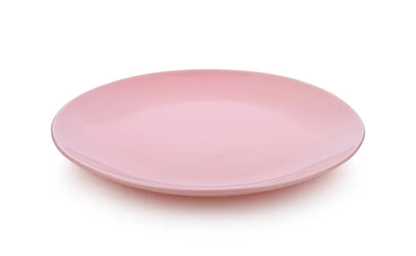 Beyaz arka plan üzerinde izole pembe seramik tabak