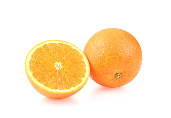 Buah Jeruk Orange Slice Half Dan One Segment Isolated White — Stok Foto