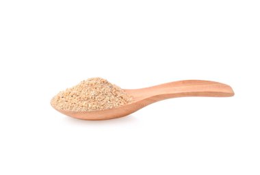 Beyaz arka planda izole edilmiş ahşap kaşıkta ızgara Glutinous Rice..