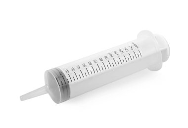 Syringe, 150ml Syringe, Large Plastic Syringe for Scientific Labs, Dispensing and Multiple Uses isolated on white background. top view