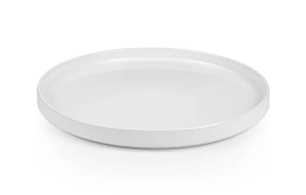 White Circle Plate Isolated White Background Full Depth Field — Fotografia de Stock