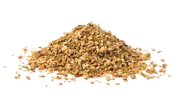 Heap Dried Oregano Spice Pile Dry Oregano Marjoram Leaves Isolated — 스톡 사진