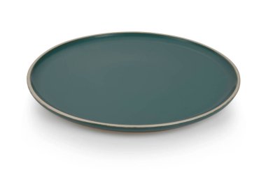 boş koyu yeşil seramik tabak beyaz arkaplanda izole