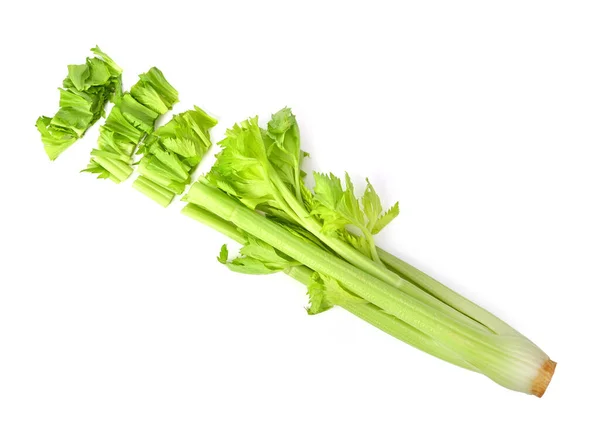 Čerstvý Celer Izolovaný Bílém Pozadí Horní Pohled — Stock fotografie
