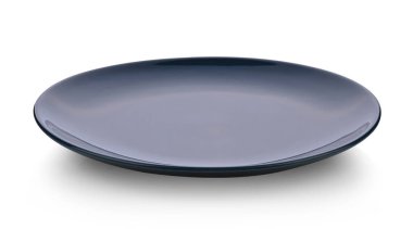 Deark mavi seramik plakası beyaz arka planda iyonlandı.