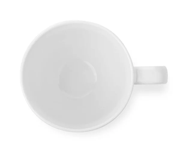 Белая Керамическая Чашка Белом Фоне Вид Сверху — стоковое фото