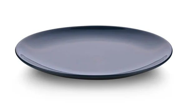 Deark Blue Ceramic Plate Ioslated White Bacckground — Stock Photo, Image