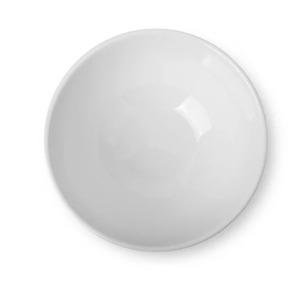 Κενό Λευκό Μπολ Απομονωμένο Λευκό Φόντο Άνω Όψη — Φωτογραφία Αρχείου