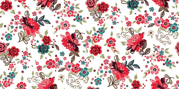 Carrelage Sans Couture Bouquets Rose Design Tissu Floral Floraison Moderne — Image vectorielle