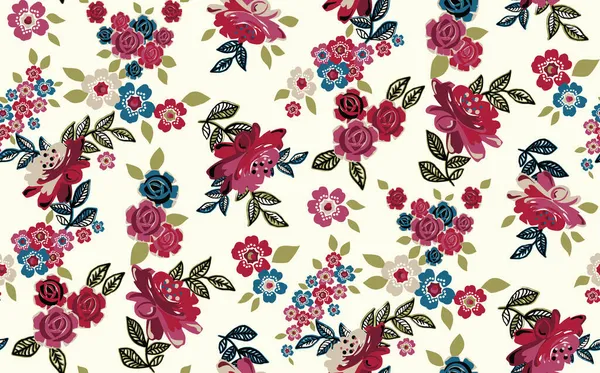 Azulejo Sin Costura Rosa Racimos Diseño Tela Floral Floral Abstracto — Vector de stock