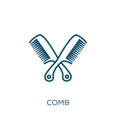 tarak simgesi. Beyaz arkaplanda izole edilmiş ince doğrusal tarama ana hatları simgesi. Satır vektör tarak işareti, ağ ve mobil sembolü