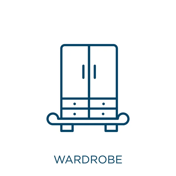 Wardrobe Icon Thin Linear Wardrobe Outline Icon Isolated White Background — Stock Vector