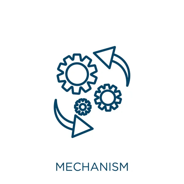 Mechanism Icon Thin Linear Mechanism Outline Icon Isolated White Background — Stock Vector