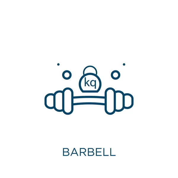 Σύμβολο Του Μπάρμπελ Λεπτό Γραμμικό Περίγραμμα Barbell Που Απομονώνεται Λευκό — Διανυσματικό Αρχείο