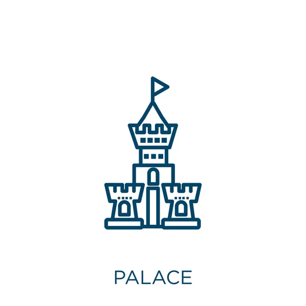 Ikona Pałacu Cienki Liniowy Zarys Pałacu Ikona Odizolowana Białym Tle — Wektor stockowy