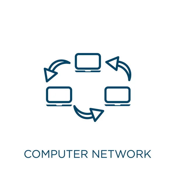 Computer Network Icon Thin Linear Computer Network Outline Icon Isolated — Stock Vector