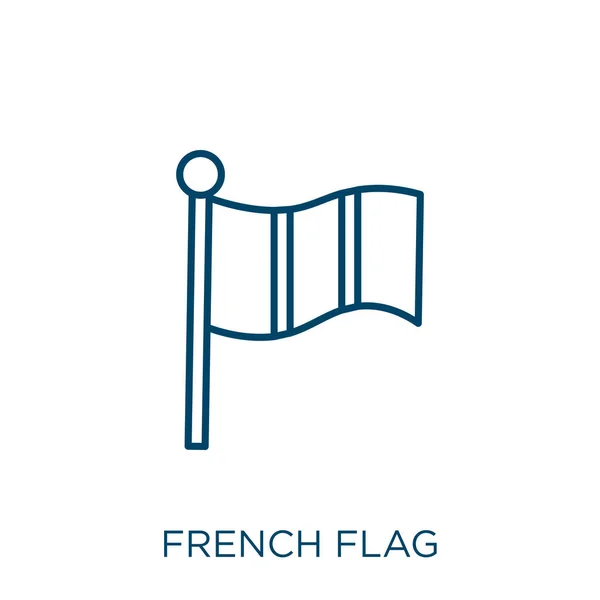 Ícone Bandeira Francesa Ícone Contorno Bandeira Francesa Linear Fino Isolado — Vetor de Stock