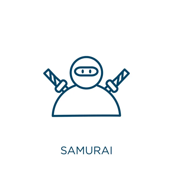 Samurai Symbol Dünnes Lineares Samurai Umrisssymbol Isoliert Auf Weißem Hintergrund — Stockvektor