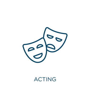 Vekil ikon. Beyaz arkaplanda izole edilmiş ince doğrusal ana hatlar simgesi. Çizgi vektör oyunculuk işareti, ağ ve mobil sembolü