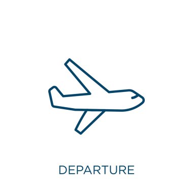 Ayrılma simgesi. İnce doğrusal çıkış ana hatları simgesi beyaz arkaplanda izole edildi. Çizgi vektör çıkış işareti, ağ ve mobil sembolü