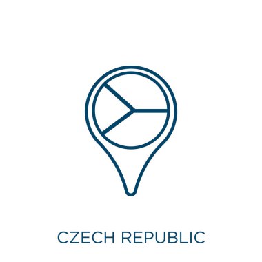Czech Cumhuriyet ikonu. Beyaz zemin üzerinde izole edilmiş ince doğrusal czech cumhuriyet ana hatları simgesi. Çizgi vektörü czech cumhuriyet işareti, ağ ve mobil sembolü
