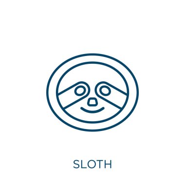 Tembel hayvan ikonu. Beyaz arkaplanda izole edilmiş ince doğrusal tembel hayvan taslak simgesi. Çizgi vektör tembel hayvan işareti, ağ ve mobil sembolü