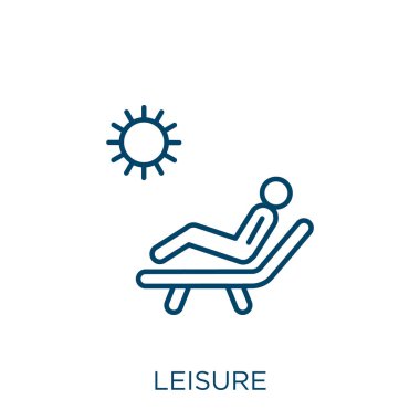 Boş zaman ikonu. Beyaz arkaplanda izole edilmiş ince çizgisel taslak simgesi. Satır vektör boş zamanı işareti, ağ ve mobil sembolü