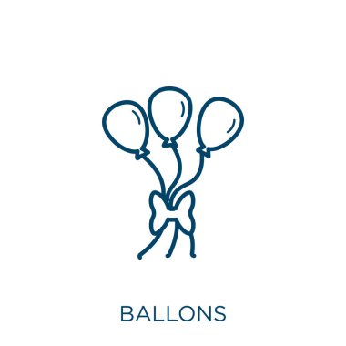 Balon simgesi. Beyaz arkaplanda izole edilmiş ince doğrusal balon ana hatları simgesi. Çizgi vektör balonları işareti, ağ ve mobil sembolü