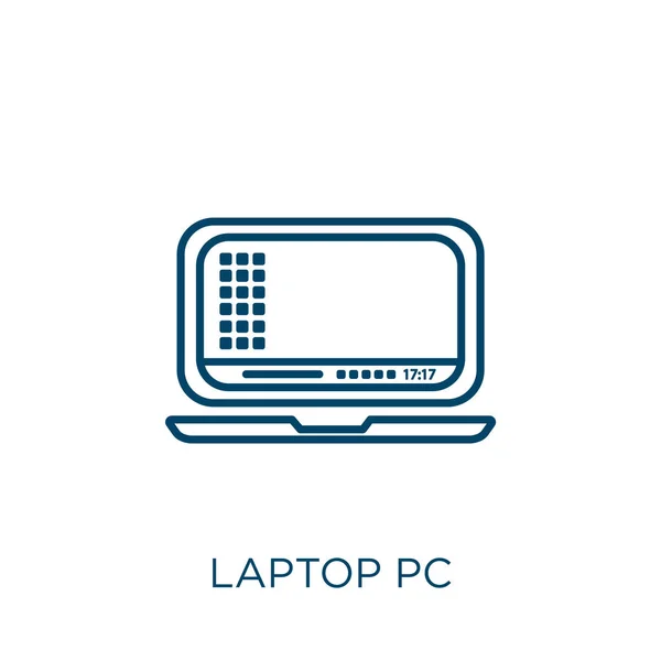 Laptop Icon Thin Linear Laptop Outline Icon Isolated White Background — Stock Vector