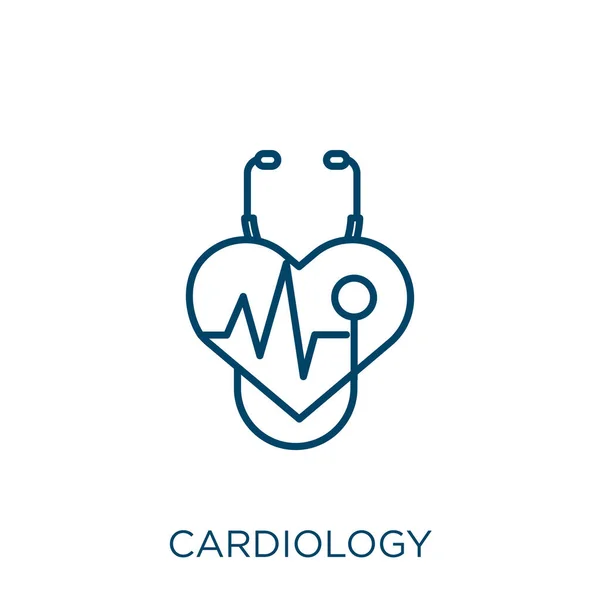 Ícone Cardiologia Ícone Contorno Cardiologia Linear Fino Isolado Fundo Branco —  Vetores de Stock