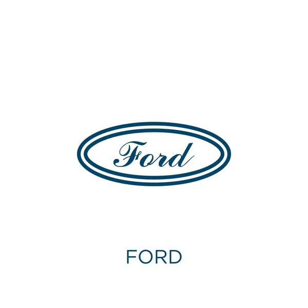 Ícone Ford Ícone Contorno Ford Linear Fino Isolado Fundo Branco — Vetor de Stock