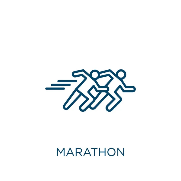 Maraton Ikonu Beyaz Arkaplanda Izole Edilmiş Ince Çizgisel Ana Hat — Stok Vektör