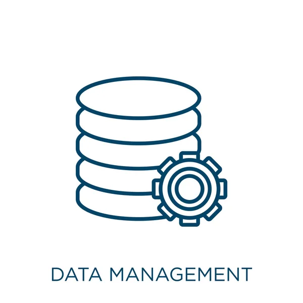 Icono Gestión Datos Icono Esquema Gestión Datos Lineales Delgados Aislado — Vector de stock