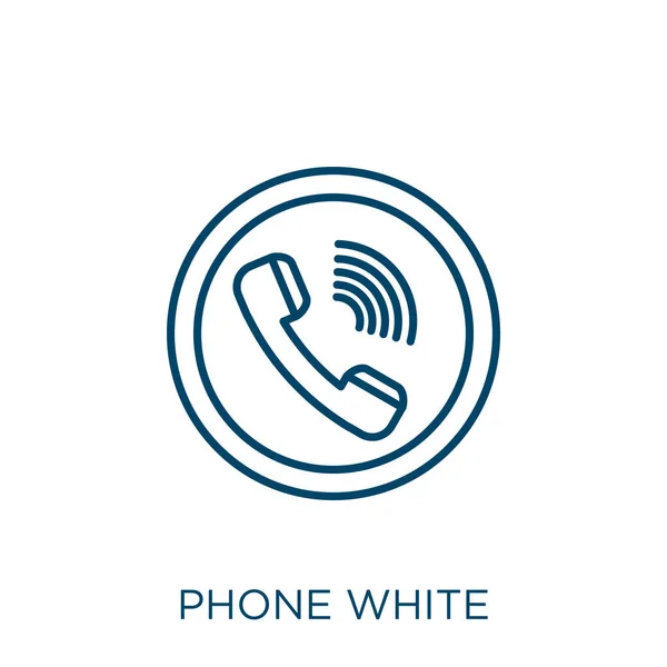 Zadzwoń Białej Ikony Cienki Telefon Liniowy Biały Zarys Ikony Izolowane — Wektor stockowy