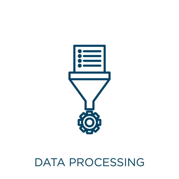 Data Processing Icon Thin Linear Data Processing Outline Icon Isolated — Stock Vector
