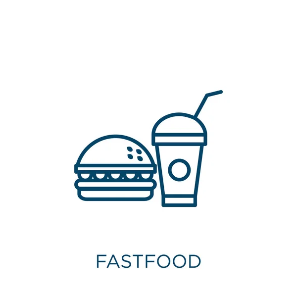 Fastfood Icon Thin Linear Fastfood Outline Icon Isolated White Background — Stock Vector
