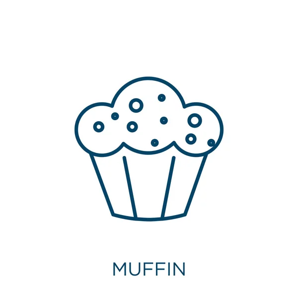 Muffin Icon Thin Linear Muffin Outline Icon Isolated White Background — Stock Vector