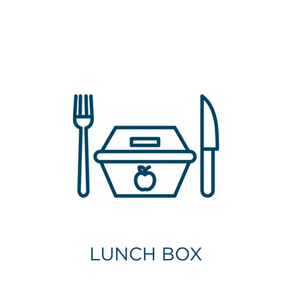 Lunchbox Ikone Thin Lineare Lunchbox Umriss Symbol Isoliert Auf Weißem — Stockvektor