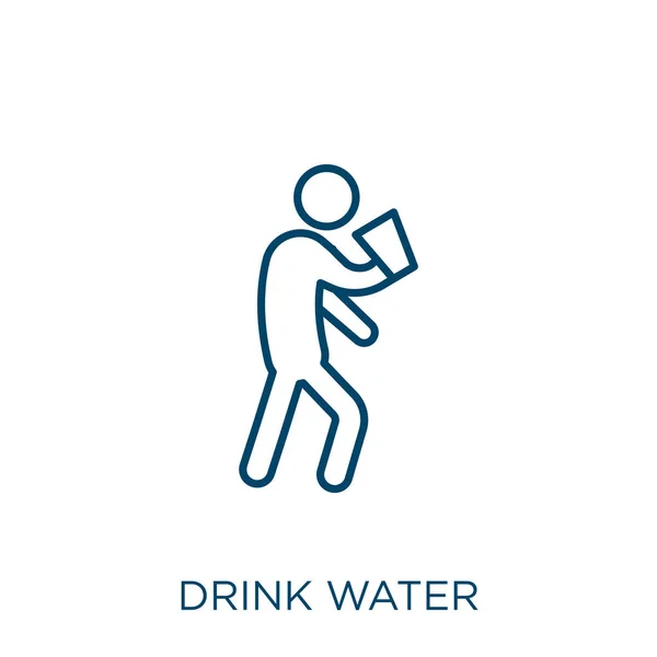 Пить Иконку Воды Тонкий Линейный Напиток Воды Контур Значок Изолирован — стоковый вектор
