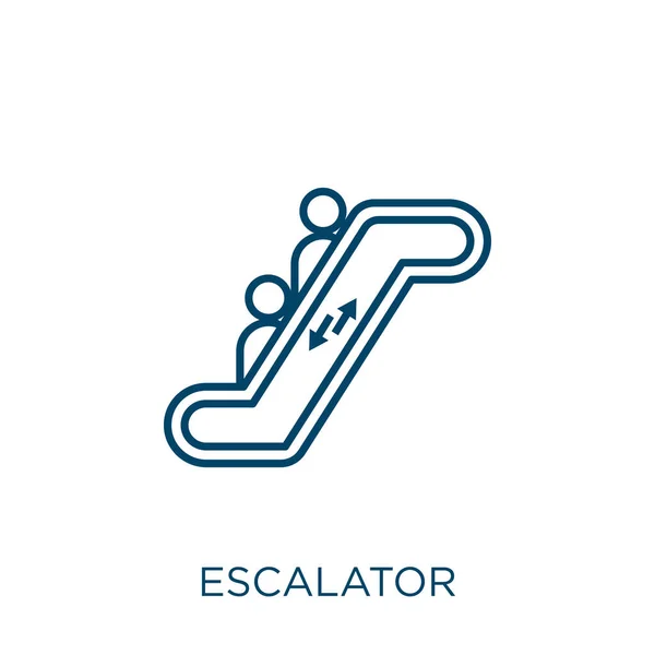 エスカレーターのアイコン 白い背景に孤立した細い線型エスカレーターのアウトラインアイコン ラインベクトルエスカレーターの記号 ウェブとモバイル用のシンボル — ストックベクタ