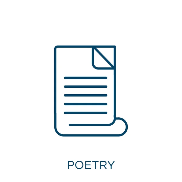 Икона Поэзии Тонкая Линейная Иконка Поэзии Выделена Белом Фоне Линейный — стоковый вектор