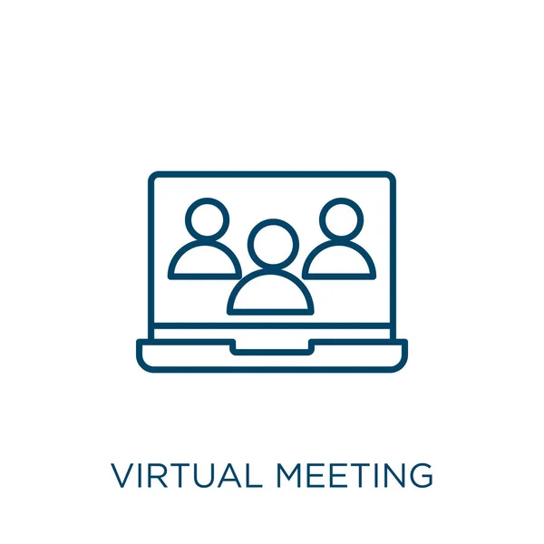 Ícone Reunião Virtual Ícone Esboço Reunião Virtual Linear Fino Isolado —  Vetores de Stock