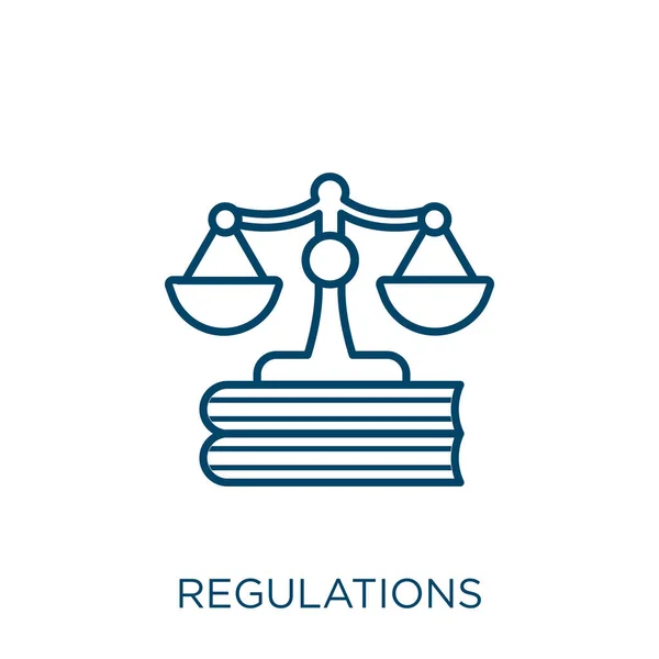 Regulations Icon Thin Linear Regulations Outline Icon Isolated White Background — Stock Vector