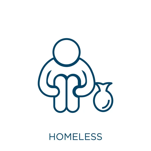 Hajléktalan Ikon Vékony Lineáris Hajléktalan Vázlat Ikon Elszigetelt Fehér Alapon — Stock Vector