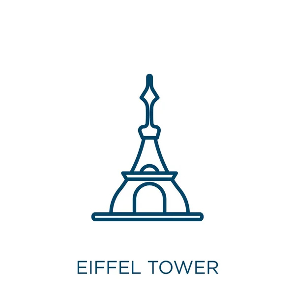 Ikona Wieży Eiffla Cienkie Liniowe Eiffel Wieża Zarys Ikona Izolowane — Wektor stockowy