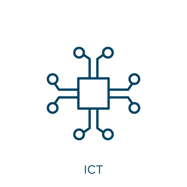Значок Ict Тонка Лінійна Іконка Контуру Ізольована Білому Тлі Лінійний — стоковий вектор