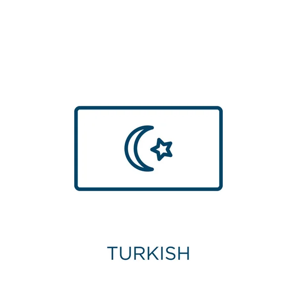 Turks Icoon Dunne Lineaire Turkse Omtrek Pictogram Geïsoleerd Witte Achtergrond — Stockvector