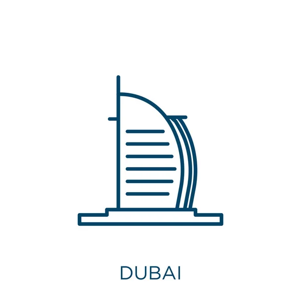 Dubai Ikon Vékony Lineáris Dubai Vázlat Ikon Elszigetelt Fehér Háttér — Stock Vector