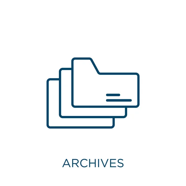 Icône Des Archives Mince Icône Contour Des Archives Linéaires Isolé — Image vectorielle