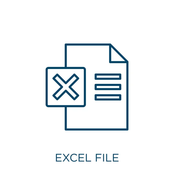 Excel Icône Fichier Mince Linéaire Excel Fichier Icône Contour Isolé — Image vectorielle